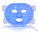 Interior of BeamViva mask showing medical-grade LEDs illuminated in blue 460nm
