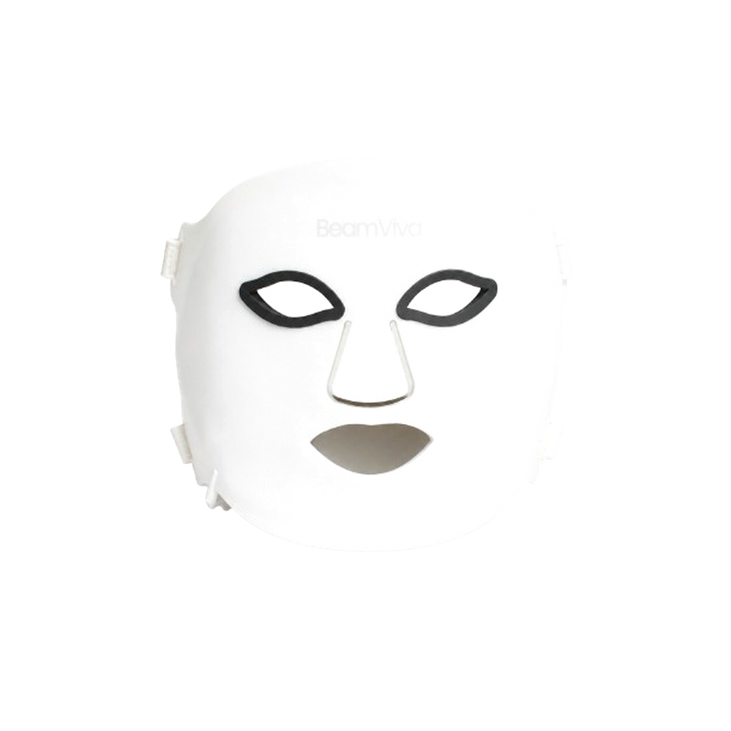 BeamViva white silicone LED face mask with eye protection, front view